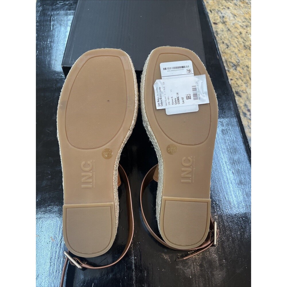 INC INTL Concepts Havilah Cognac Women Ankle Strap Espadrille Sandals Size 5M - Picture 5 of 5